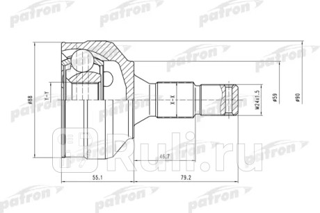 Шрус наружн к-кт 25x58x34 citroen: c4 04-, peugeot: 307 00- PATRON PCV1455  для Разные, PATRON, PCV1455