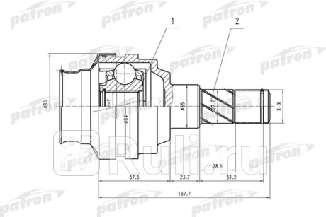 Шрус внутренний 22x35x34 chevrolet lanos (t100) 97-02 PATRON PCV1547  для Разные, PATRON, PCV1547