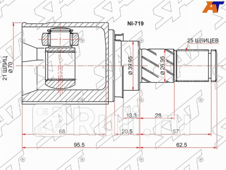 Шрус внутренний rh lh nissan note e11 hr16 atm 05-11 SAT NI-719  для Разные, SAT, NI-719