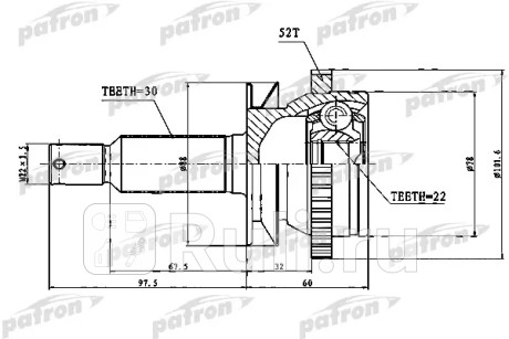 Шрус наружный задний 30x58x22 hyundai santa fe (cm) 2006-2012 PATRON PCV1751  для Разные, PATRON, PCV1751