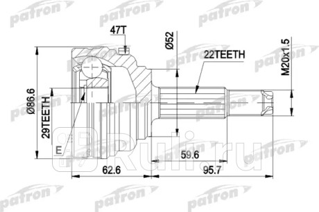 Шрус наружн к-кт 22x52x29 abs:47t daewoo: lanos 97-, lanos седан 97- PATRON PCV1401  для Разные, PATRON, PCV1401