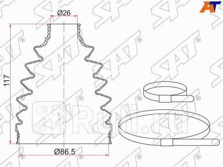 Пыльник шруса наружный fr toyota avensis a##250 (2 хомута. термопластик) SAT TC-095  для Разные, SAT, TC-095