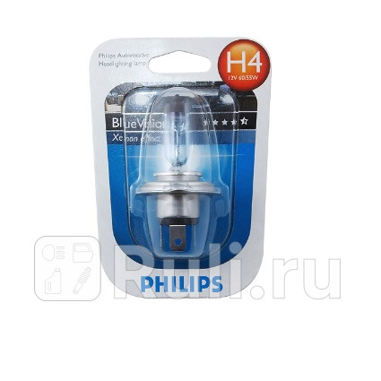 12342BV - Лампа H4 (60/55W) PHILIPS Blue Vision 4000K для Автомобильные лампы, PHILIPS, 12342BV