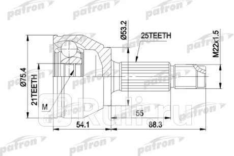 Шрус наружн к-кт 25x53.3x21 ford: focus 98- PATRON PCV3385  для Разные, PATRON, PCV3385