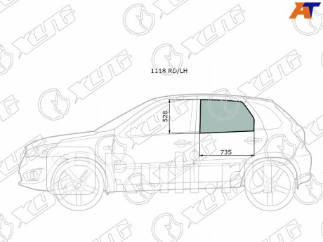 1118 RD/LH - Стекло двери задней левой (XYG) Datsun on-DO (2014-2020) для Datsun on-DO (2014-2020), XYG, 1118 RD/LH