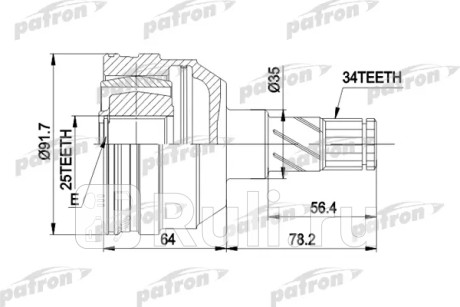 Шрус внутренний 34x35x25 opel: zafira a 2,0 dti 99-05, astra f 91-98, calibra a 90-97, vectra a 88-95, vectra a 93-95, 4x4, saab: ii 900 93-98 PATRON PCV2253  для Разные, PATRON, PCV2253