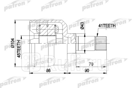 Шрус внутренний левый 41x104x45 citroen: jumper бортовой 94-02, jumper автобус 94-02, jumper фургон 94-02 PATRON PCV5021  для Разные, PATRON, PCV5021