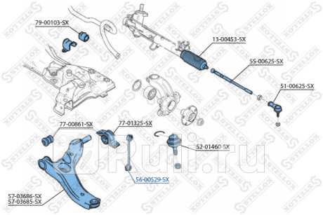 Тяга стабилизатора переднего ford tourneo transit connect all 02- STELLOX 56-00529-SX  для Разные, STELLOX, 56-00529-SX