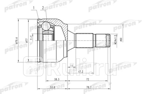 Шрус наружн к-кт 25x60x22 citroen: c4 04-, peugeot: 207 06-, 307 00- PATRON PCV1456  для Разные, PATRON, PCV1456