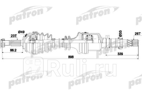 Полуось передняя правая 23x898x49x26 dacia: logan 1.5dci 04-, logan mcv 1.4 1.5dci 1.6 1.6 16v 07-  renault: clio grandtour 1.5dci 08-, clio iii 1.4 16v 1.5d PATRON PDS0242  для Разные, PATRON, PDS0242