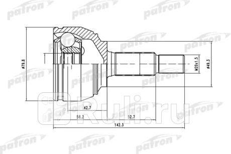 Шрус наружн к-кт 23x49x22 lada largus 16v   nissan: micra 03- PATRON PCV1443  для Разные, PATRON, PCV1443