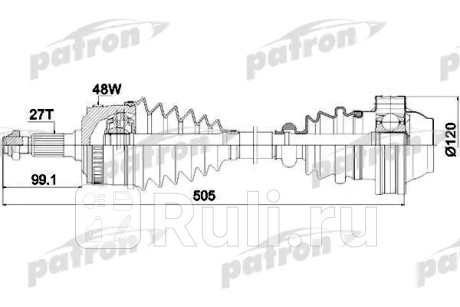 Полуось лев прав mb: vito 2.2cdi 99-03  +abs PATRON PDS0185  для Разные, PATRON, PDS0185