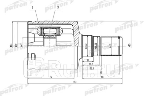 Шрус внутренний левый 31x36.2x26 ford mondeo ca2 07- PATRON PCV1492  для Разные, PATRON, PCV1492