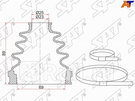 Пыльник шрус внутренний nissan teana j31 j32r x-trail t30 sylphy g10 (2 хомута. резина) SAT C-1673T  для Разные, SAT, C-1673T