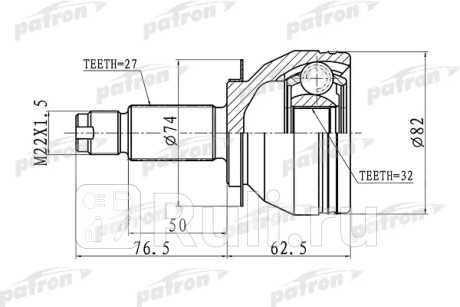 Шрус наружный 27x52x32 subaru legacy b13 03-09 PATRON PCV1106  для Разные, PATRON, PCV1106