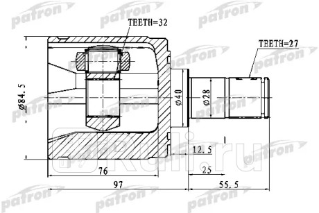 Шрус внутренний правый 32x40x27 honda cr-v rd1 rd2 97-01 PATRON PCV1022  для Разные, PATRON, PCV1022