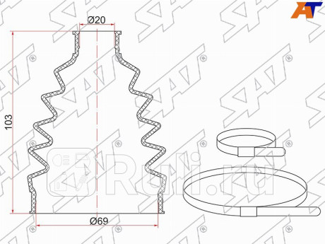 Пыльник шрус наружный chevrolet aveo 1.2 abs 02-08 (2 хомута. резина) SAT C-1608  для Разные, SAT, C-1608