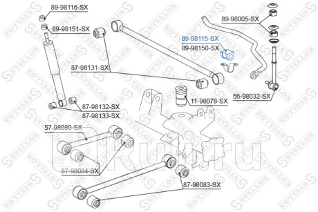 Втулка стабилизатора заднего центральная toyota 4 runner 95-02 landcruiser #zj95 96- STELLOX 89-98115-SX  для Разные, STELLOX, 89-98115-SX