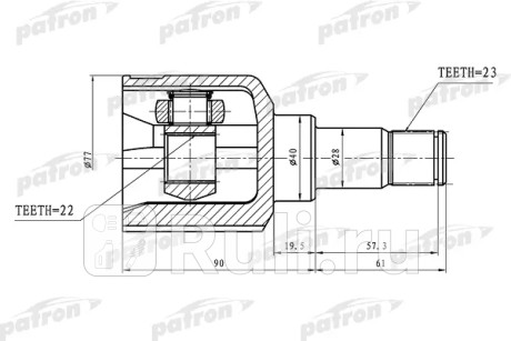 Шрус внутренний 23x40x22 ford focus ii 04- PATRON PCV3085  для Разные, PATRON, PCV3085