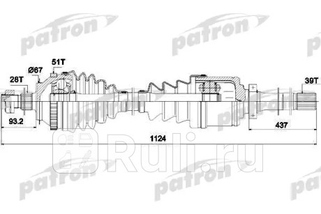 Полуось прав renault: master ii автобус 2.5 d 2.8 dti 98- PATRON PDS1408  для Разные, PATRON, PDS1408