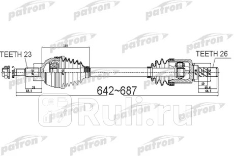 Полуось передний мост слева 23x642x49x26 nissan: note 1.4 1.6 06- PATRON PDS0524  для Разные, PATRON, PDS0524