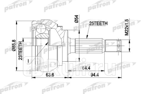 Шрус наружн к-кт 25x54x23 mitsubishi: galant v 92 - 96, space wagon 91 - 98 PATRON PCV1404  для Разные, PATRON, PCV1404