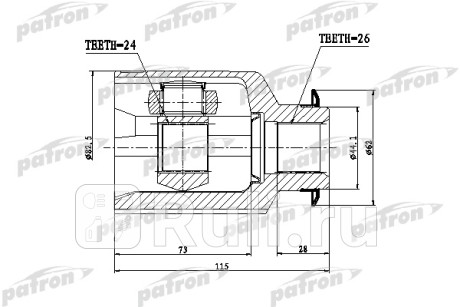 Шрус внутренний правый 26x82,5x24 hyundai tucson [tm] 15.01.2010 - kia sportage [sl] 25.06.2010 - PATRON PCV1809  для Разные, PATRON, PCV1809