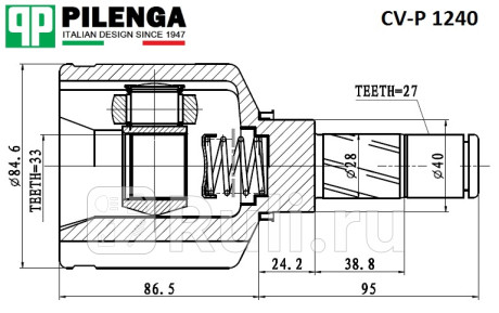 Шрус внутренний левый renault duster 1,6/2,0 4wd cv-p1240 Pilenga CV-P1240  для прочие 2, Pilenga, CV-P1240