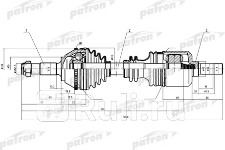 Полуось лев fiat: ducato,peugeot: boxer 2.0-2.5d mg5 94- 1.8q +abs PATRON PDS0160  для Разные, PATRON, PDS0160