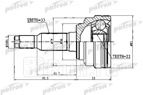 Шрус наружный 33x52x22 chevrolet lacetti optra (j200) 03-08 PATRON PCV1776  для Разные, PATRON, PCV1776