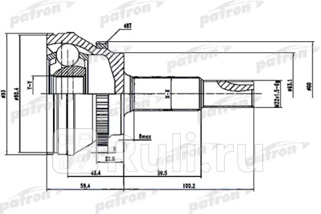 Шрус наружный с кольцом abs 26x63.1x27 abs:48t toyota camry acv40 gsv40 06- PATRON PCV1559  для Разные, PATRON, PCV1559