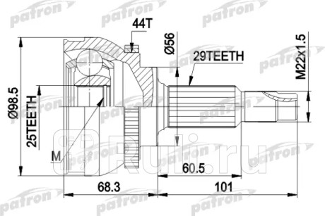 Шрус наружн к-кт nissan: x-trail 01-, maxima 95-, cefiro 00- PATRON PCV1600  для Разные, PATRON, PCV1600