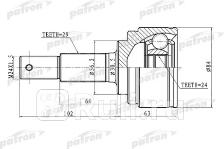 Шрус наружный 29x56x24 nissan teana j31 03-08 PATRON PCV1476  для Разные, PATRON, PCV1476