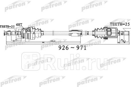 Полуось передний мост справа 25x926x52,5x25 abs:48t kia rio [tc] 06 - акпп PATRON PDS0520  для Разные, PATRON, PDS0520