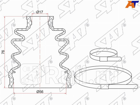Пыльник шруса внутренний rr honda cr-v rd5 (2 хомута. резина) SAT C-1717  для Разные, SAT, C-1717