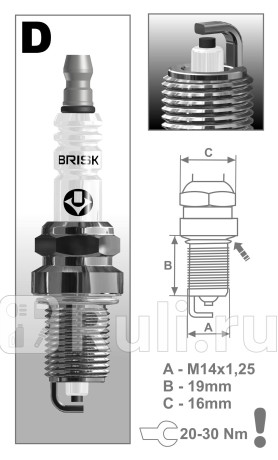 Свеча зажигания super r dr15lc1 (1480) BRISK DR15LC1  для прочие 2, BRISK, DR15LC1