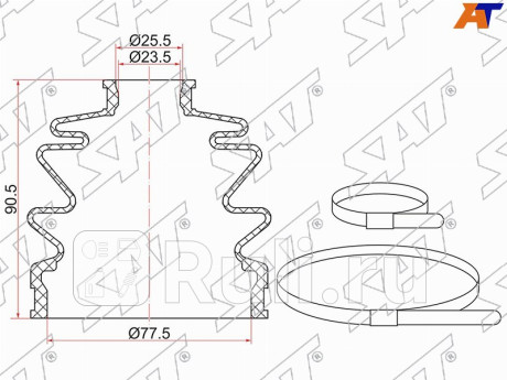 Пыльник шруса внутренний ho odyssey ra1 2 3 4 at 94-99 (rh) cr-v rd1 mt (2 хомута. резина) SAT C-1030  для Разные, SAT, C-1030