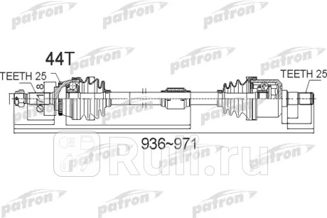 Полуось передний мост справа 25x936x71,8x25 abs:44t hyundai coupe [cb] 01 - elantra [ca] 00 - PATRON PDS0487  для Разные, PATRON, PDS0487